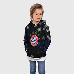 Толстовка-худи детская Бавария Мюнхен снежинки ночь, цвет: 3D-белый — фото 2