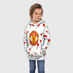 Толстовка-худи детская Манчестер Юнайтед розы паттерн, цвет: 3D-белый — фото 2