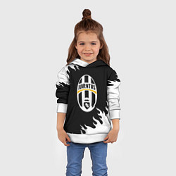 Толстовка-худи детская Juventus белый огонь текстура, цвет: 3D-белый — фото 2