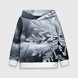 Толстовка-худи детская Снежинка на черно белое, цвет: 3D-белый