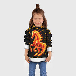 Толстовка-худи детская Пылающая лошадь, цвет: 3D-белый — фото 2