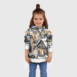 Толстовка-худи детская Объемные новогодние дома, цвет: 3D-белый — фото 2