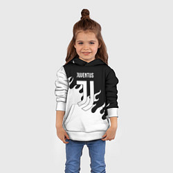 Толстовка-худи детская Ювентус огонь текстура, цвет: 3D-белый — фото 2
