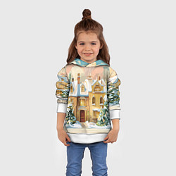 Толстовка-худи детская Новогодний город, цвет: 3D-белый — фото 2