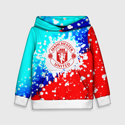 Толстовка-худи детская Манчестер Юнайтед неон, цвет: 3D-белый