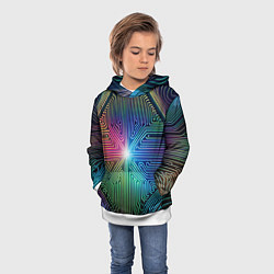 Толстовка-худи детская Линейная графика, цвет: 3D-белый — фото 2