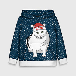 Толстовка-худи детская Кот мем - 2026, цвет: 3D-белый