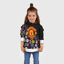 Толстовка-худи детская Манчестер логотипы команд, цвет: 3D-белый — фото 2