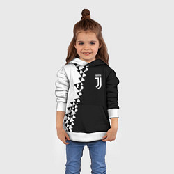 Толстовка-худи детская Juventus черно белая геометрия текстура, цвет: 3D-белый — фото 2