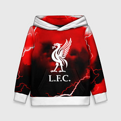 Толстовка-худи детская Ливерпуль шторм молнии красный, цвет: 3D-белый