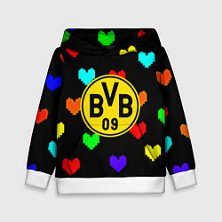 Толстовка-худи детская Borussia сердца паттерн, цвет: 3D-белый