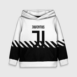 Толстовка-худи детская Ювентус полосы геометрия линии, цвет: 3D-белый