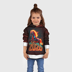 Толстовка-худи детская Светящаяся лошадь 2026, цвет: 3D-белый — фото 2