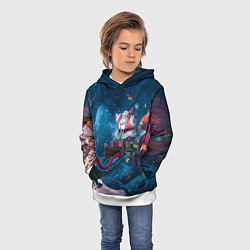 Толстовка-худи детская Санта с динозавром, цвет: 3D-белый — фото 2