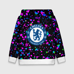 Толстовка-худи детская Челси неоновые краски, цвет: 3D-белый