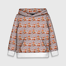 Детская толстовка Лиса с цветами и листьями паттерн