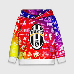 Толстовка-худи детская Фортнайт ювентус градиент, цвет: 3D-белый