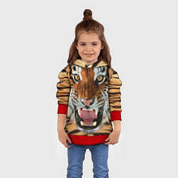 Толстовка-худи детская Взгляд тигра, цвет: 3D-красный — фото 2