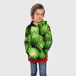 Толстовка-худи детская Арбузы, цвет: 3D-красный — фото 2