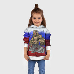 Толстовка-худи детская Русский медведь, цвет: 3D-белый — фото 2
