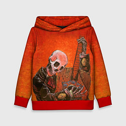 Толстовка-худи детская Скелет с гитарой, цвет: 3D-красный