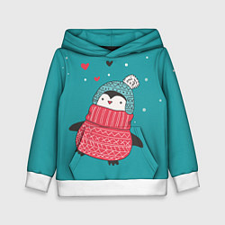 Толстовка-худи детская Пингвинчик, цвет: 3D-белый
