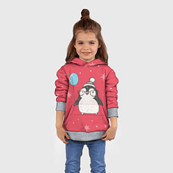 Толстовка-худи детская Влюбленная пингвинка, цвет: 3D-меланж — фото 2