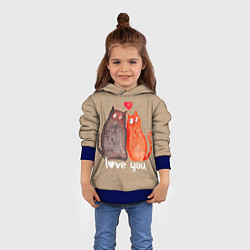 Толстовка-худи детская Влюбленные котики, цвет: 3D-синий — фото 2