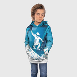 Толстовка-худи детская Горы и сноубордист, цвет: 3D-белый — фото 2