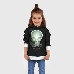 Толстовка-худи детская X-files: Alien skull, цвет: 3D-белый — фото 2