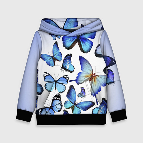 Детская толстовка Голубые бабочки / 3D-Черный – фото 1