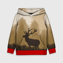 Толстовка-худи детская Олень на охоте, цвет: 3D-красный
