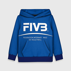 Толстовка-худи детская Волейбол FIVB, цвет: 3D-синий