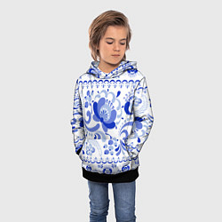 Толстовка-худи детская Гжель 2, цвет: 3D-черный — фото 2