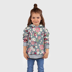 Толстовка-худи детская Цветочки, цвет: 3D-меланж — фото 2