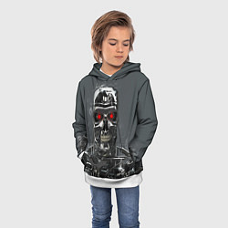 Толстовка-худи детская Скелет Терминатора, цвет: 3D-белый — фото 2