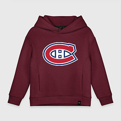 Толстовка оверсайз детская Montreal Canadiens, цвет: меланж-бордовый