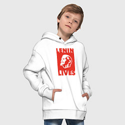 Толстовка оверсайз детская Lenin Lives, цвет: белый — фото 2