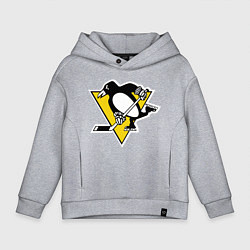 Толстовка оверсайз детская Pittsburgh Penguins цвета меланж — фото 1