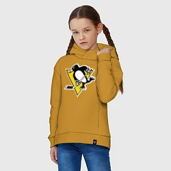 Толстовка оверсайз детская Pittsburgh Penguins, цвет: горчичный — фото 2