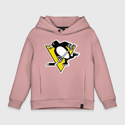 Толстовка оверсайз детская Pittsburgh Penguins, цвет: пыльно-розовый