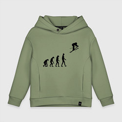 Толстовка оверсайз детская Эволюция лыжник, цвет: авокадо