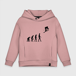 Толстовка оверсайз детская Эволюция лыжник, цвет: пыльно-розовый