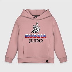 Толстовка оверсайз детская Russia judo, цвет: пыльно-розовый