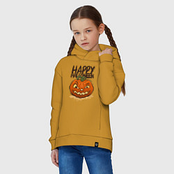 Толстовка оверсайз детская Happy halloween, цвет: горчичный — фото 2