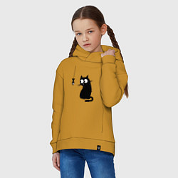 Толстовка оверсайз детская Кот и рыба, цвет: горчичный — фото 2