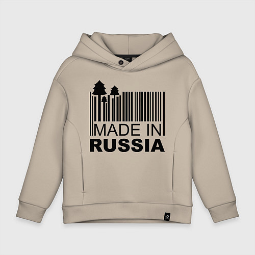 Детское худи оверсайз Made in Russia штрихкод / Миндальный – фото 1