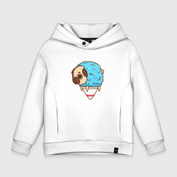 Толстовка оверсайз детская Мопс-мороженое, цвет: белый