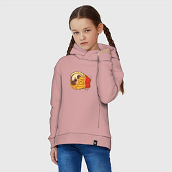 Толстовка оверсайз детская Мопс-картофель фри, цвет: пыльно-розовый — фото 2