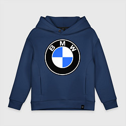 Толстовка оверсайз детская Logo BMW, цвет: тёмно-синий